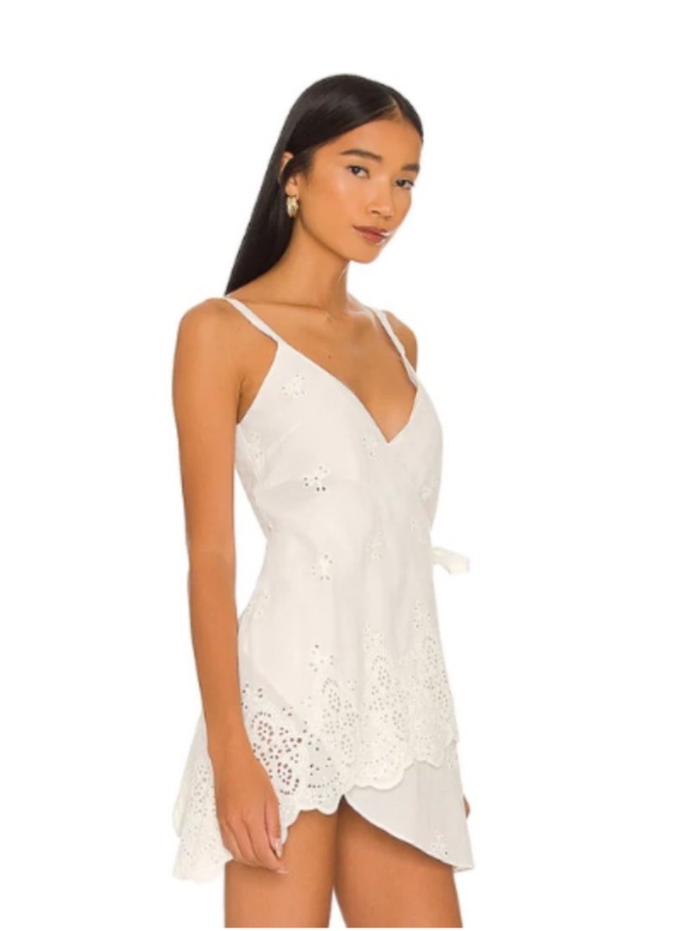 LPA Suvi Wrap Mini Dress Eyelet Graduation Bride Bridal Bachelorette